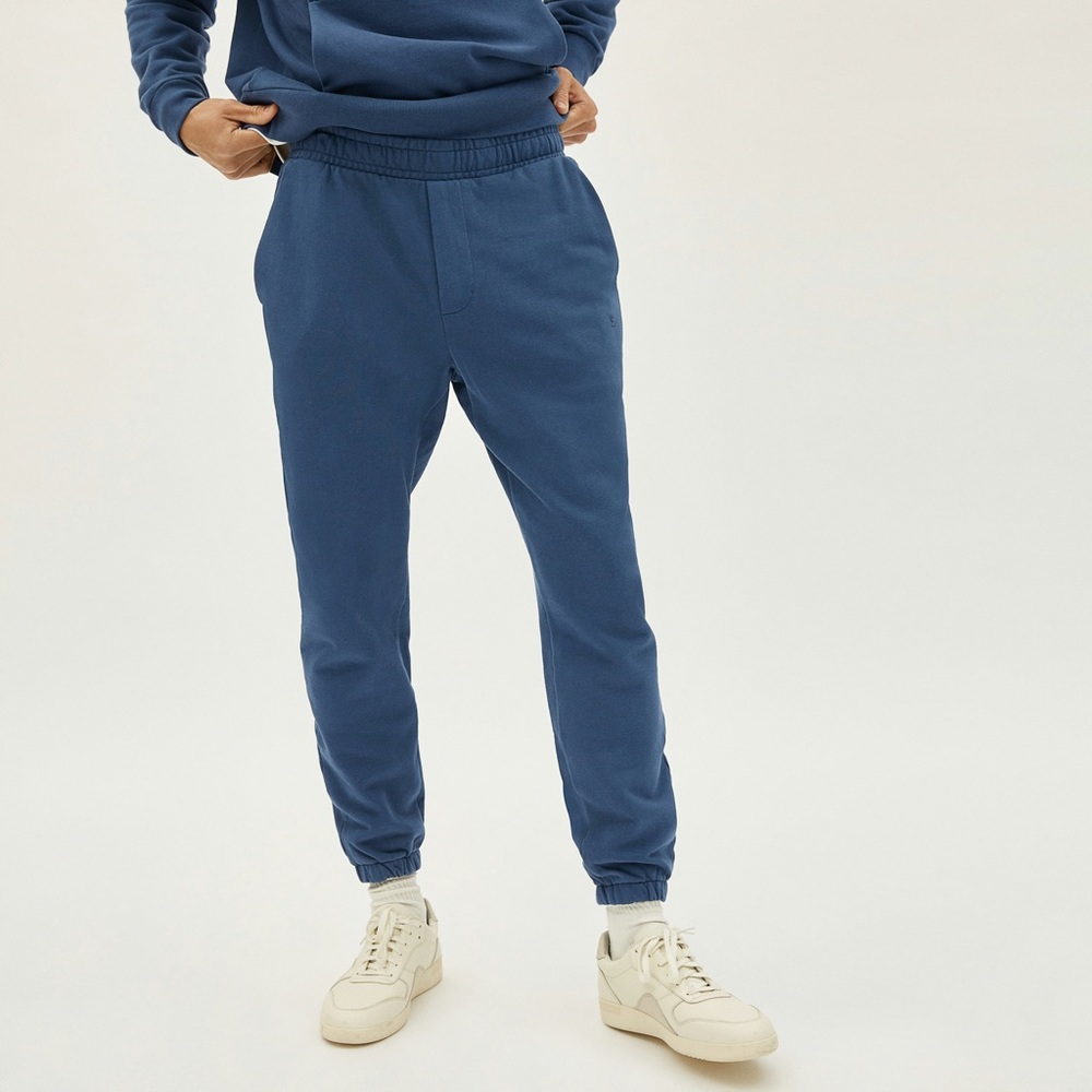 everlane kingfisher blue track pant